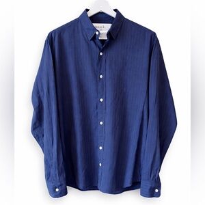 Frank and Eileen Men's Navy Pinstripe Button-Down Shirt Size L Lyocell Italy